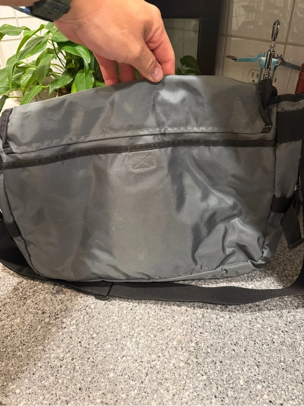 Vintage Grey GAP 2001 Y2K Messenger Bag Laptop Crossbody Shoulder Expandable
